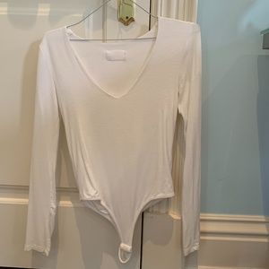 White V Neck Bodysuit